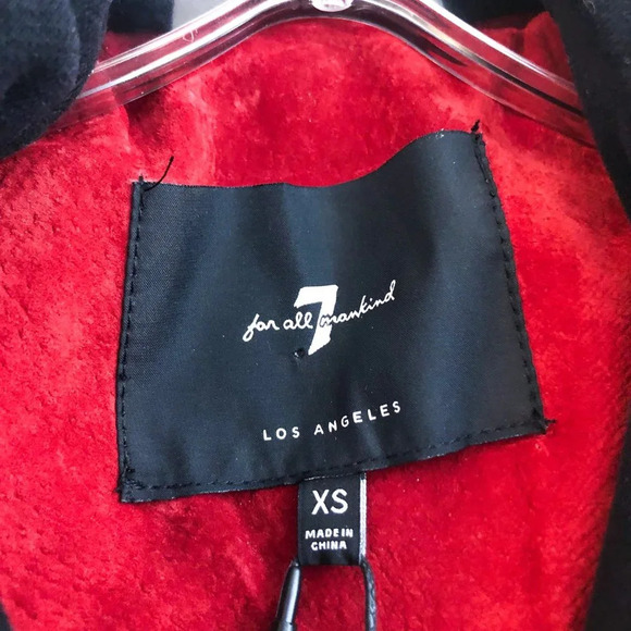 7 For All Mankind Red Leather Bold Western Detachable Hooded Moto Zip Jacket NWT - Picture 6 of 11